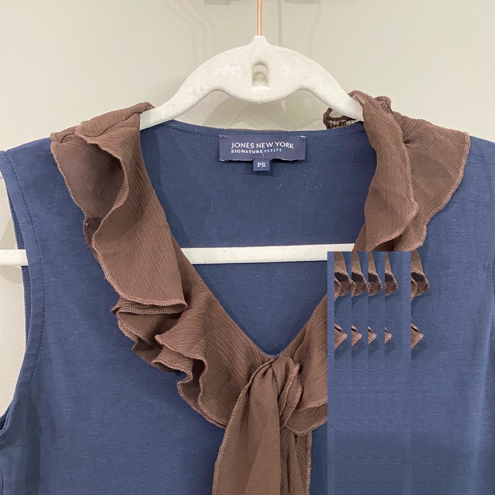 Jones New York casual top ,blue color , size PS , - Picture 5 of 8